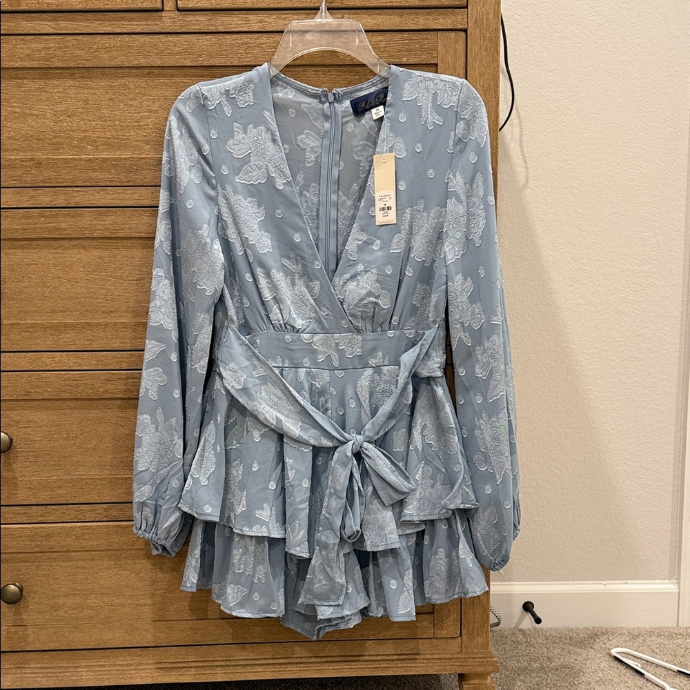 NWT Blue Rain/Francesca’s Long Sleeve Romper